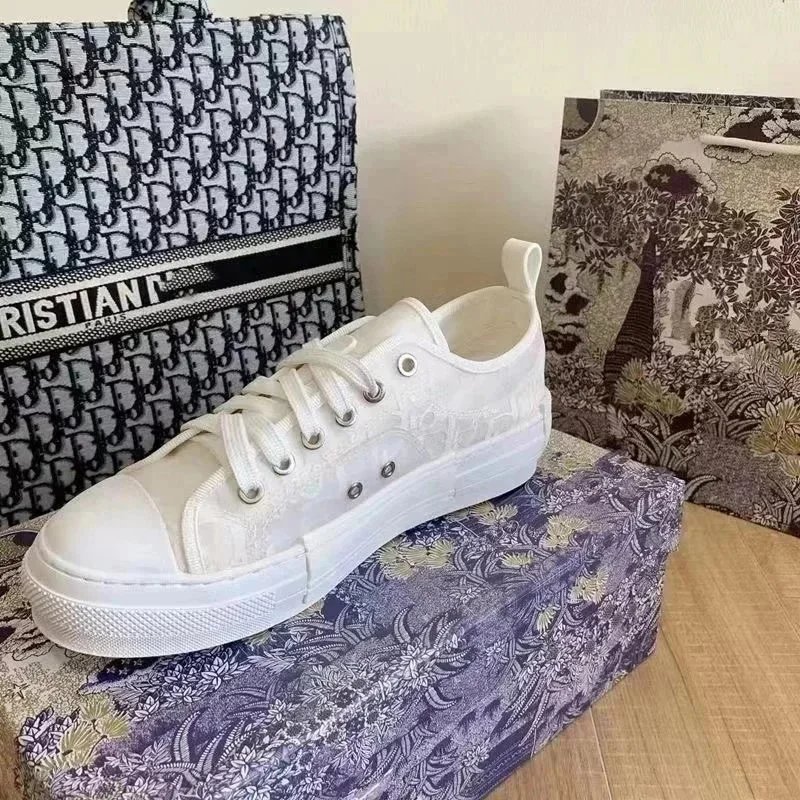 Dior Sneakers Oblique Logo High-Top Canvas — White low-top