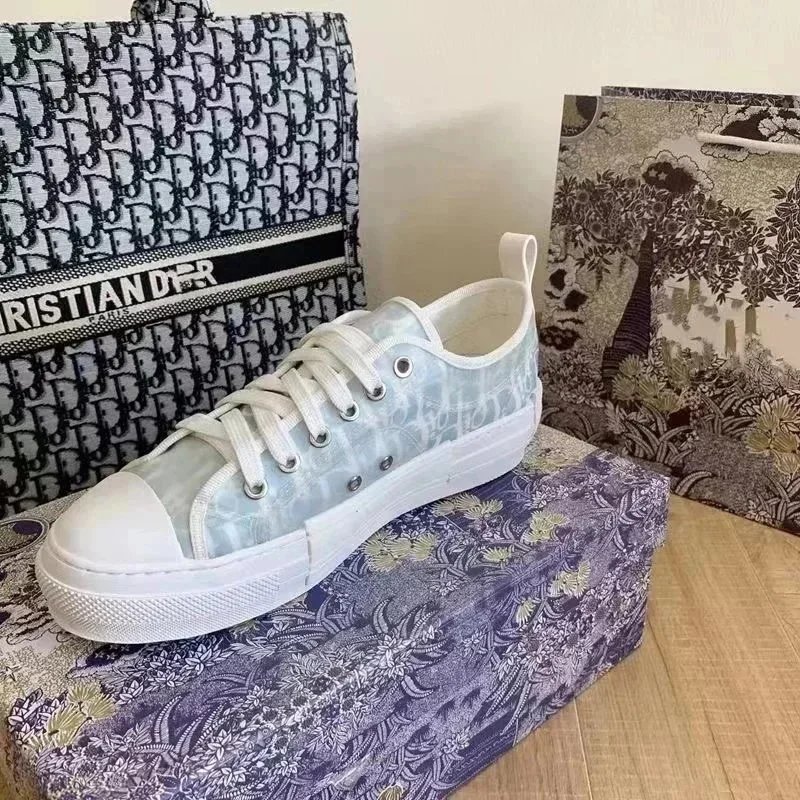 Dior Sneakers Oblique Logo High-Top Canvas — low blue