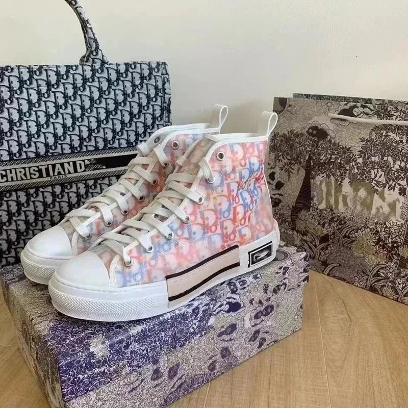 Dior Sneakers Oblique Logo High-Top Canvas — Red high-top