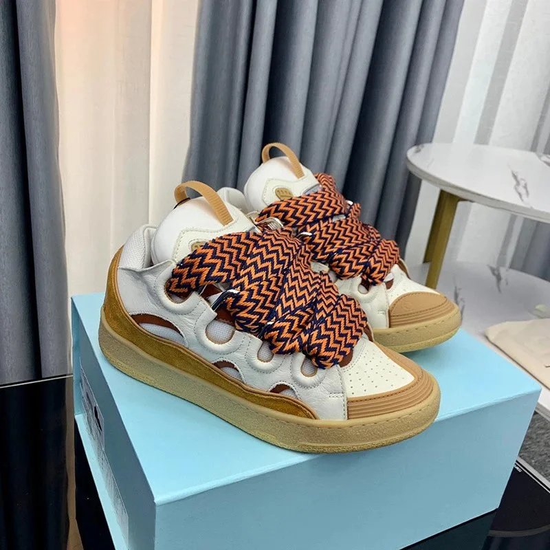 Lanvin Sneakers Low-Top with Oversized Braided Laces — Graphite color