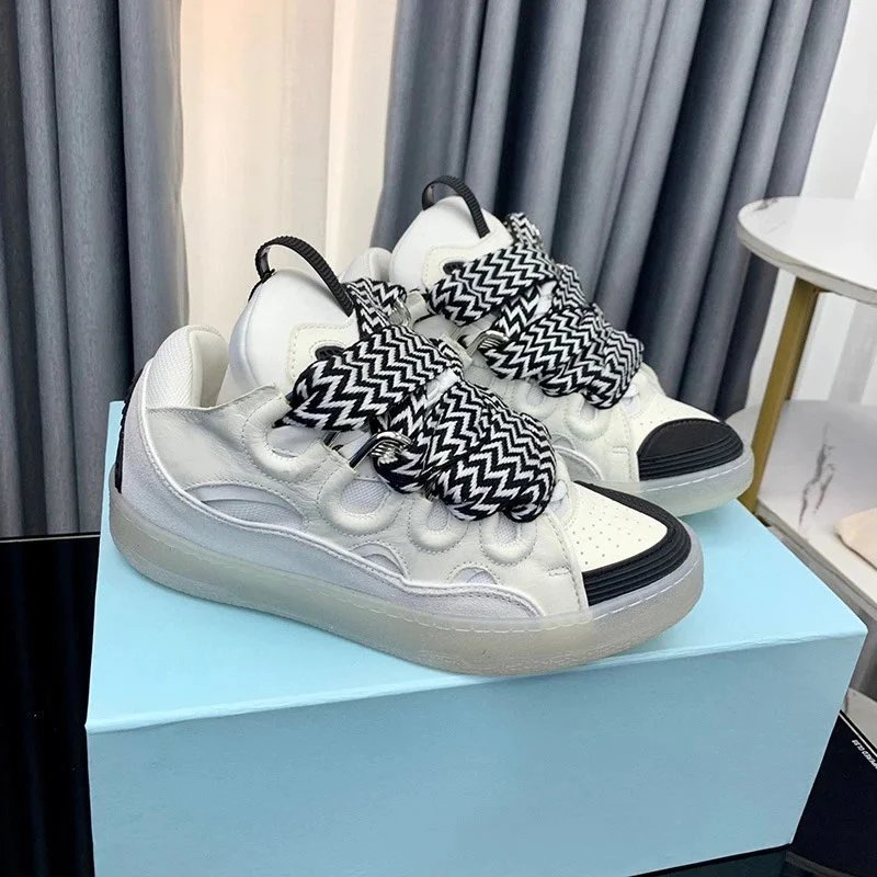 Lanvin Sneakers Low-Top with Oversized Braided Laces — Deep Space Gray
