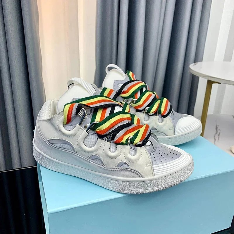 Lanvin Sneakers Low-Top with Oversized Braided Laces — Rosy color