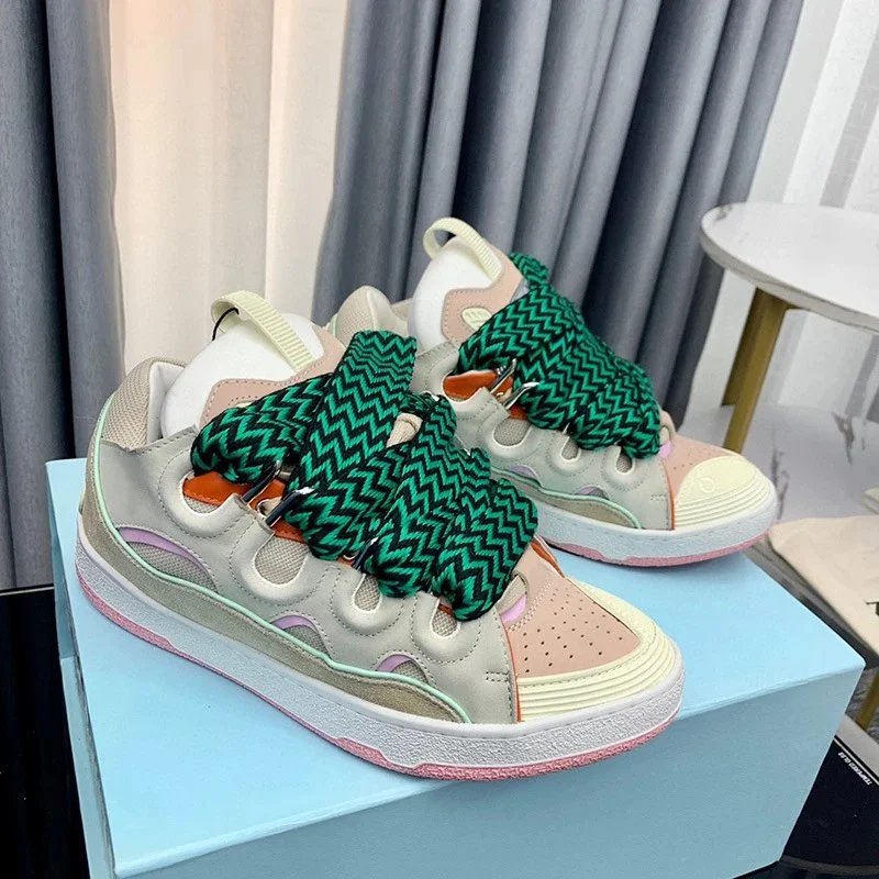 Lanvin Sneakers Low-Top with Oversized Braided Laces — Deep pink