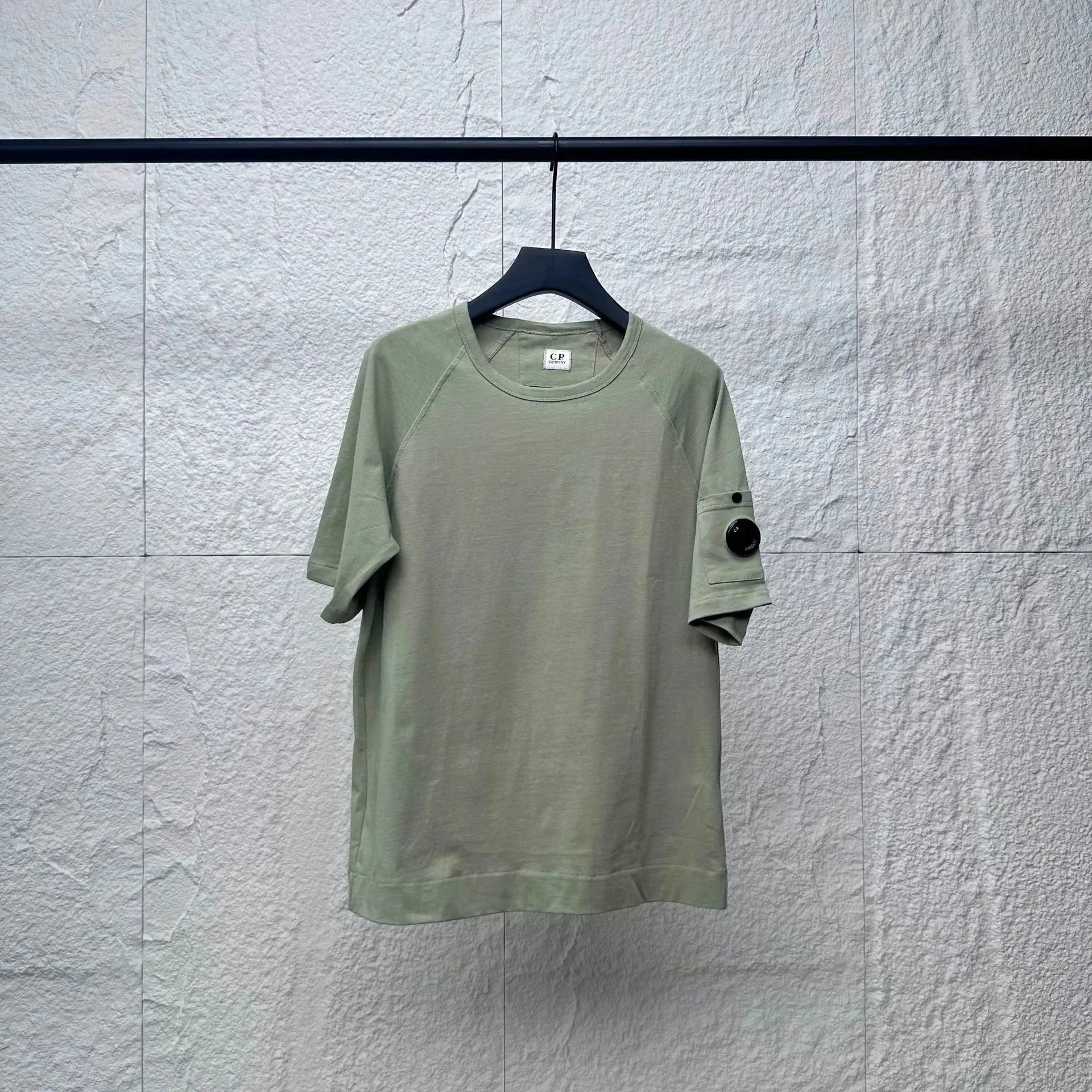 C.P. Company T-Shirts Lens Detail Crew Neck T-Shirt — 9001 avocado color