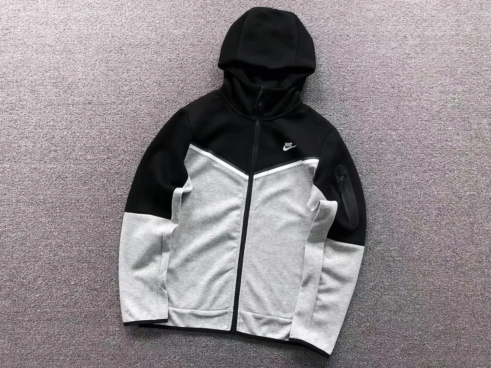 Nike Tracksuits Hooded zip-up tracksuit with chevron chest panel — 13