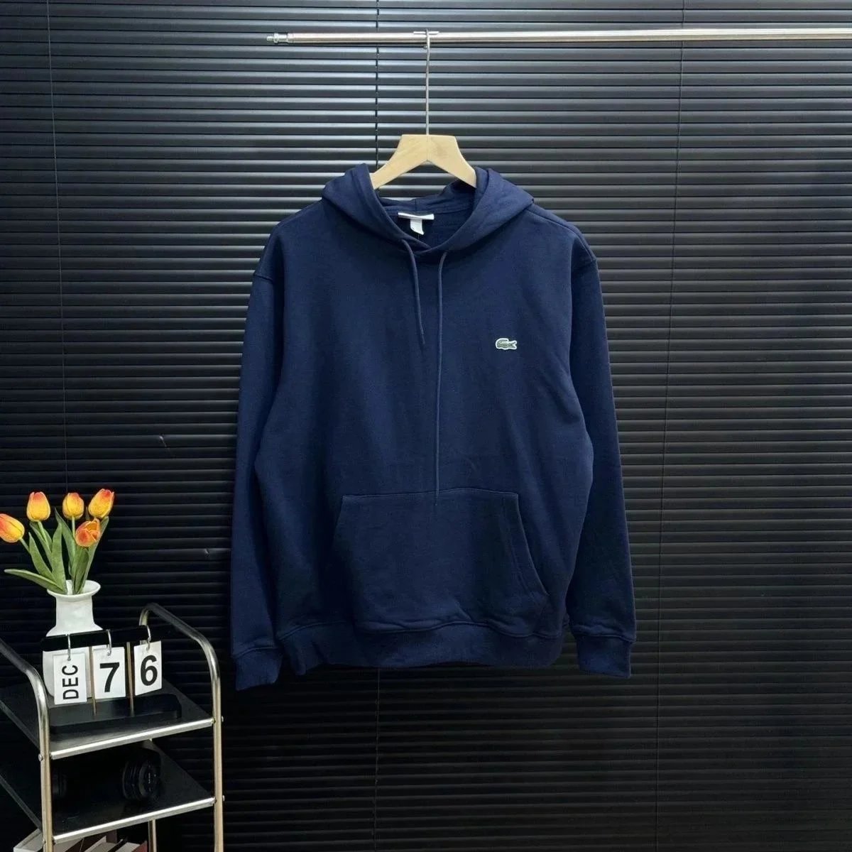 Lacoste Tracksuits Crocodile-logo hooded zip tracksuit — Navy blue without a zipper