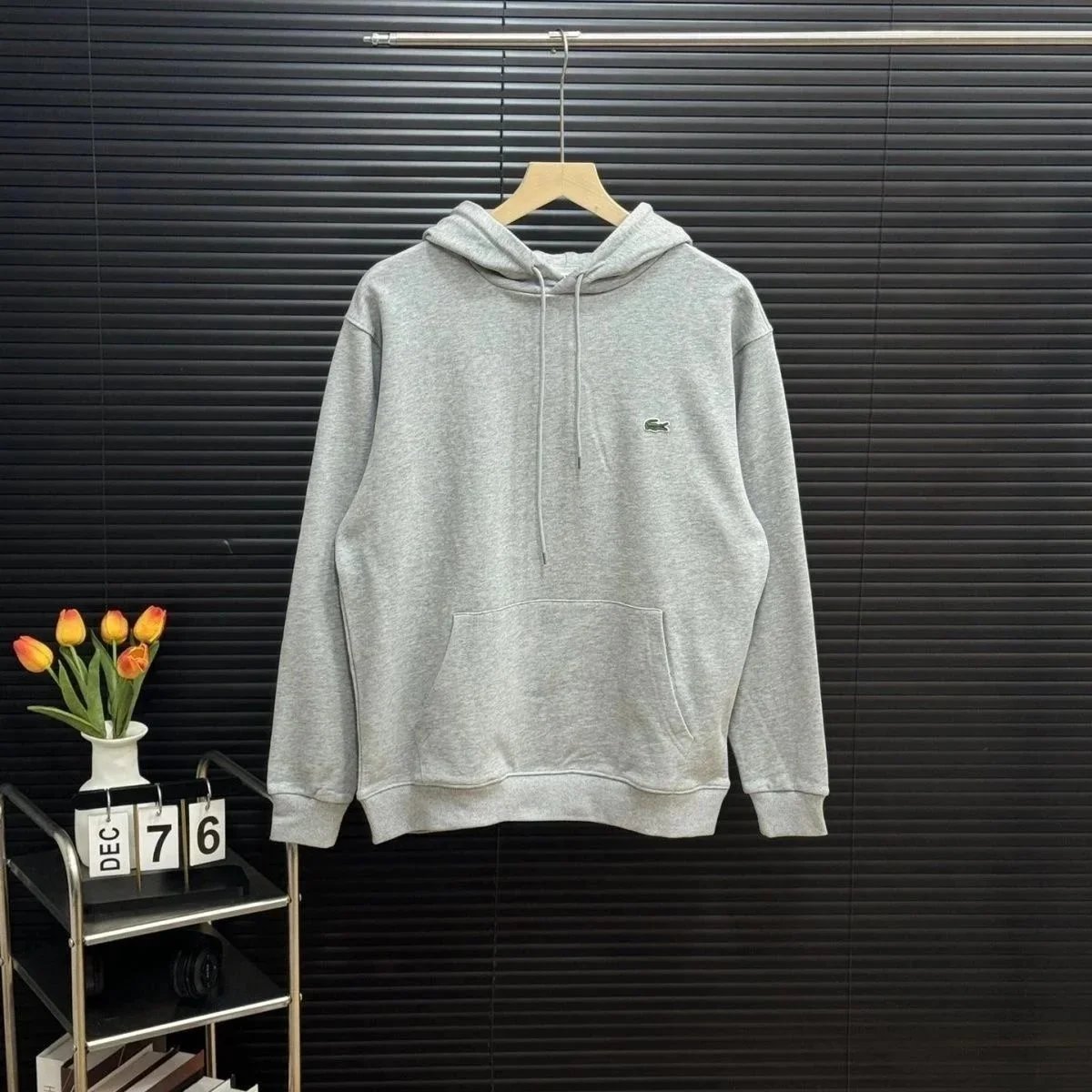 Lacoste Tracksuits Crocodile-logo hooded zip tracksuit — Gray without a zipper