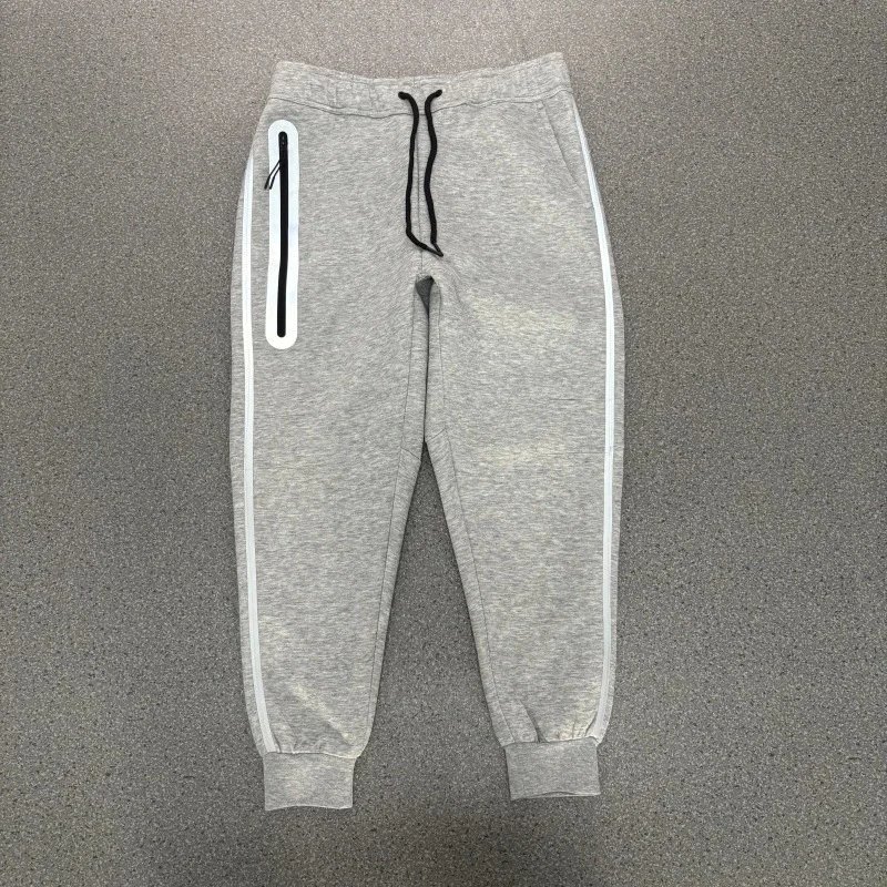 Unbranded Matching Sets Hooded Zip-Up Reflective-Trim Tracksuit Set — Light gray reflective pants