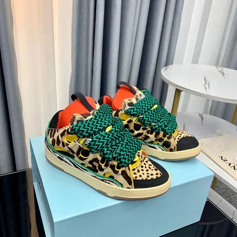 Lanvin Sneakers Low-Top with Oversized Braided Laces — Lead color