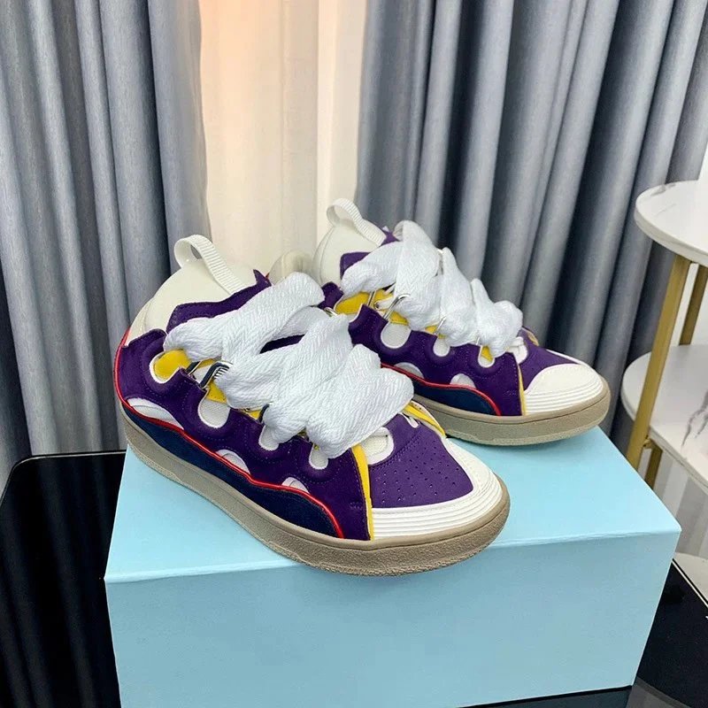 Lanvin Sneakers Low-Top with Oversized Braided Laces — Dark gray
