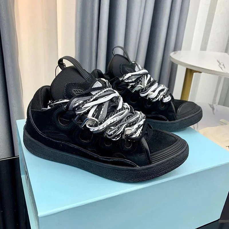 Lanvin Sneakers Low-Top with Oversized Braided Laces — Bright pink