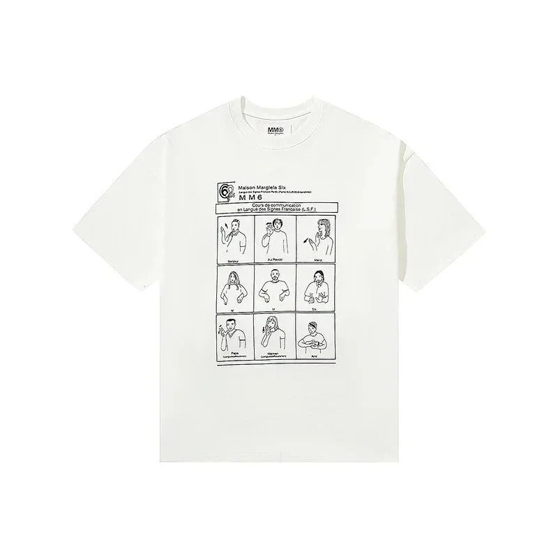 Maison Margiela T-Shirts Short-Sleeve Numeric Logo Graphic Print — 46