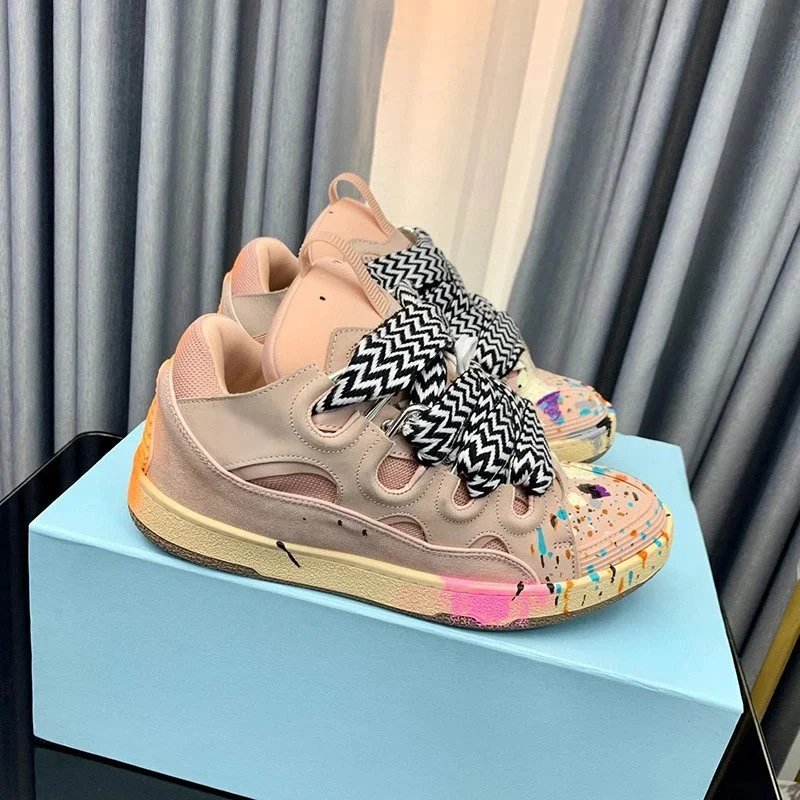 Lanvin Sneakers Low-Top with Oversized Braided Laces — Light gray