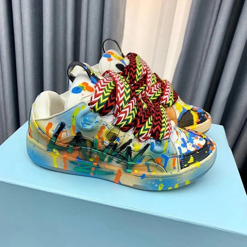 Lanvin Sneakers Low-Top with Oversized Braided Laces — Rose red