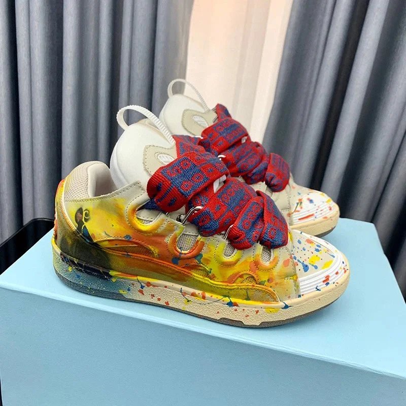 Lanvin Sneakers Low-Top with Oversized Braided Laces — Ivory white