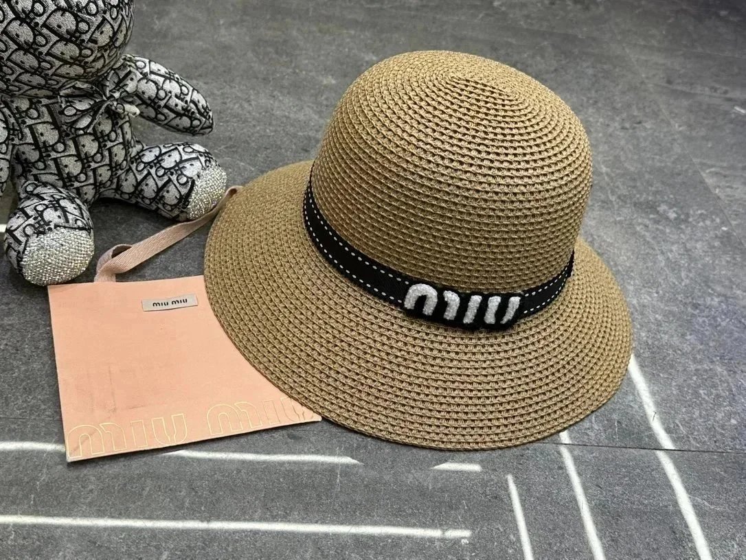 Miu Hats Logo-Band Straw Hat image 8