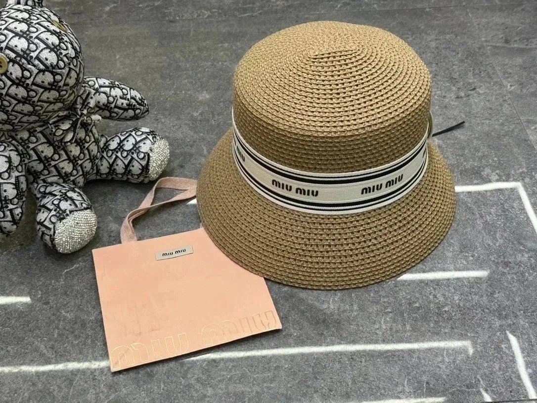 Miu Hats Logo-Band Straw Hat image 3