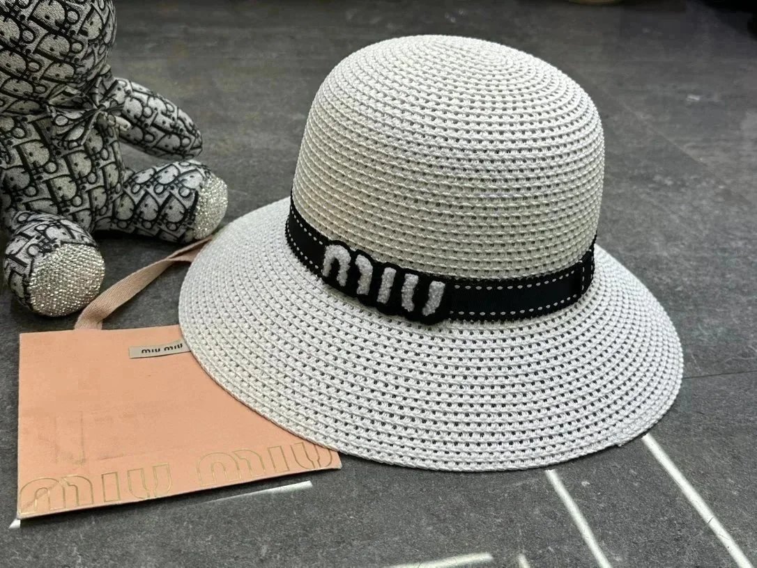 Miu Hats Logo-Band Straw Hat image 7