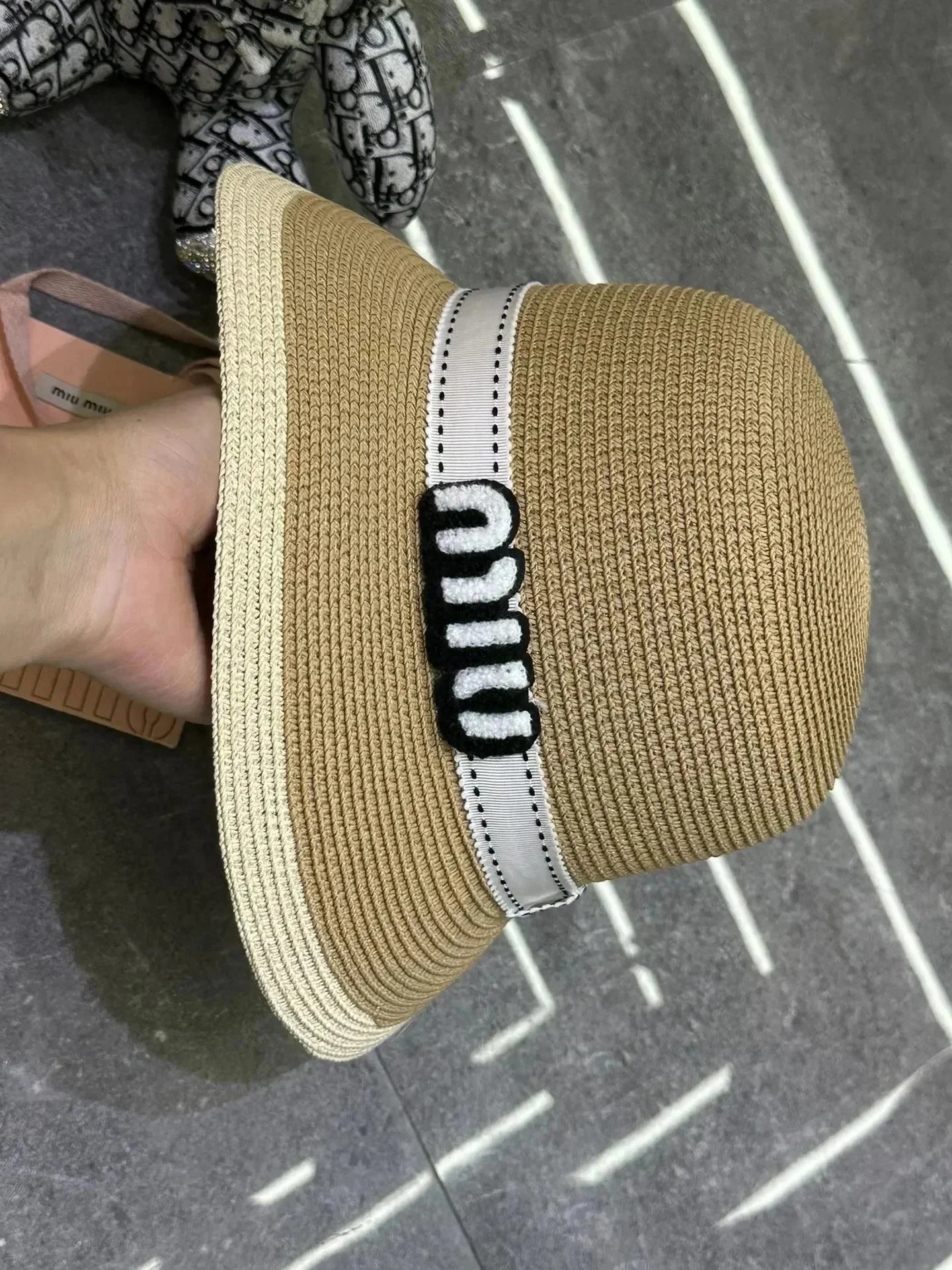 Miu Hats Logo-Band Straw Hat image 5