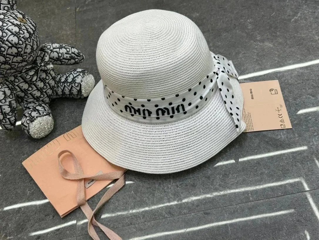 Miu Hats Logo-Band Straw Hat — 21