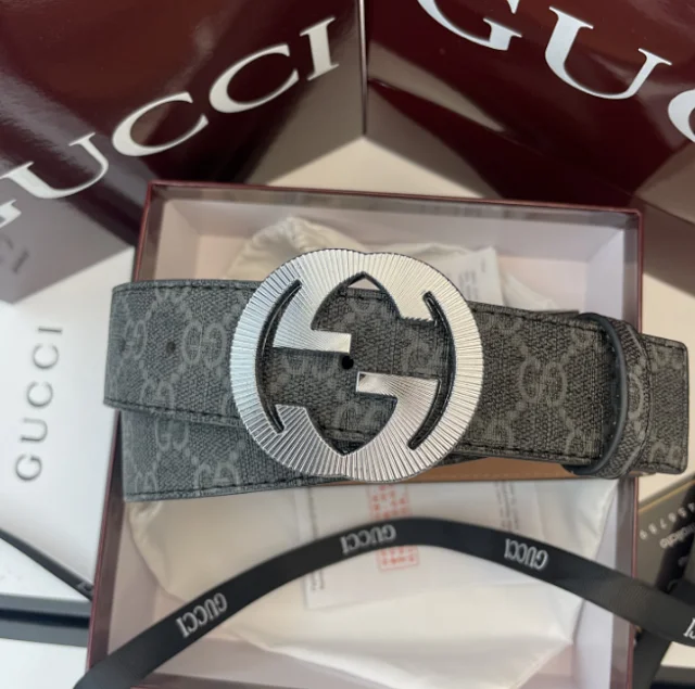 Gucci Belts Iridescent GG monogram belt with double-G buckle product detail image 4