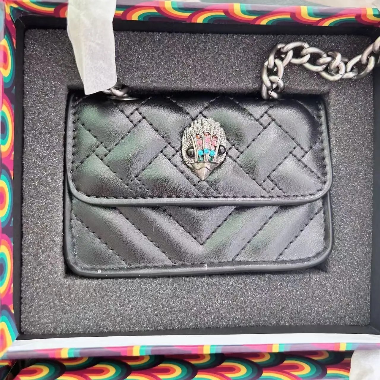 Kurt Geiger Crossbody Bags Mini Kensington quilted chain bag — Colored diamond black