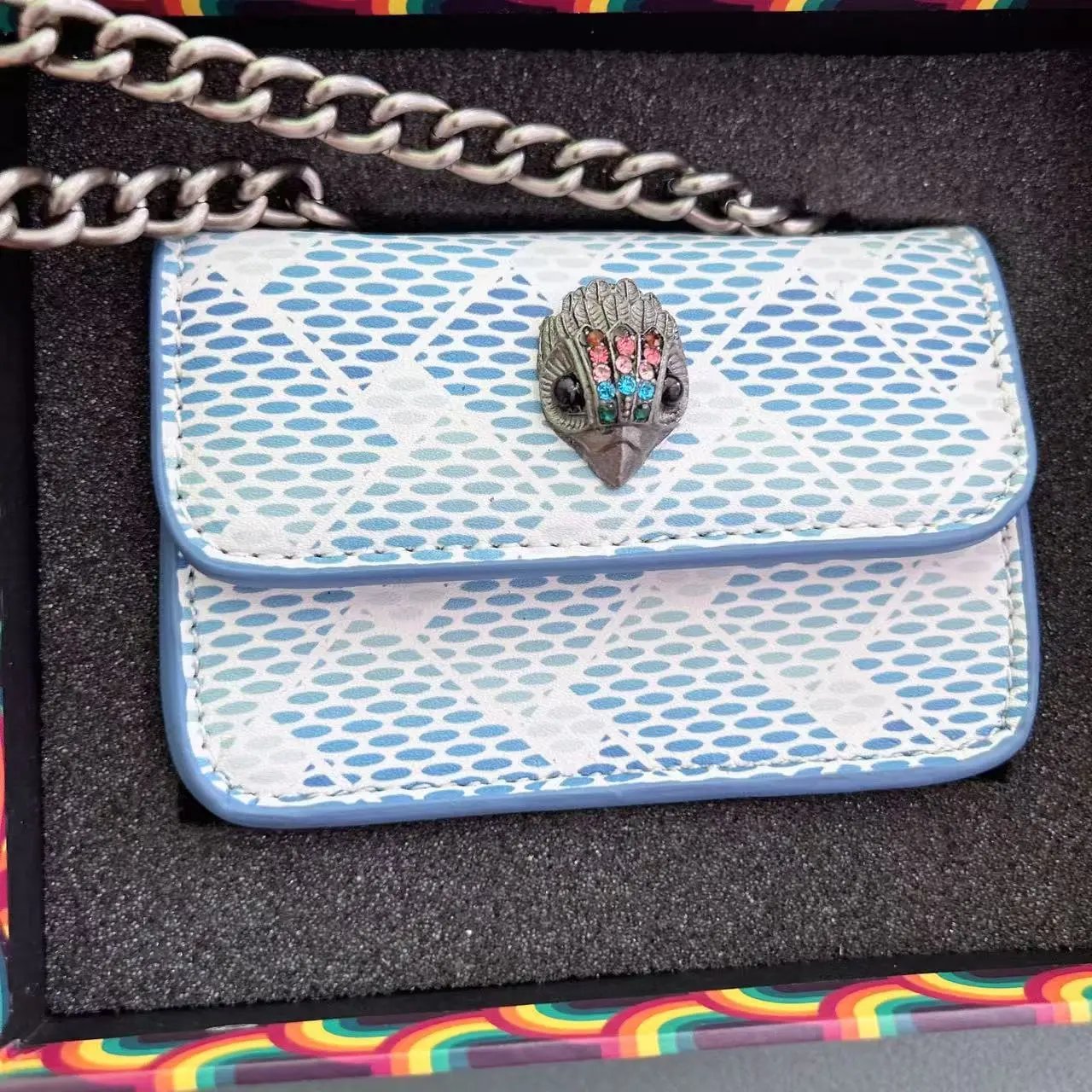 Kurt Geiger Crossbody Bags Mini Kensington quilted chain bag — colored diamond light blue