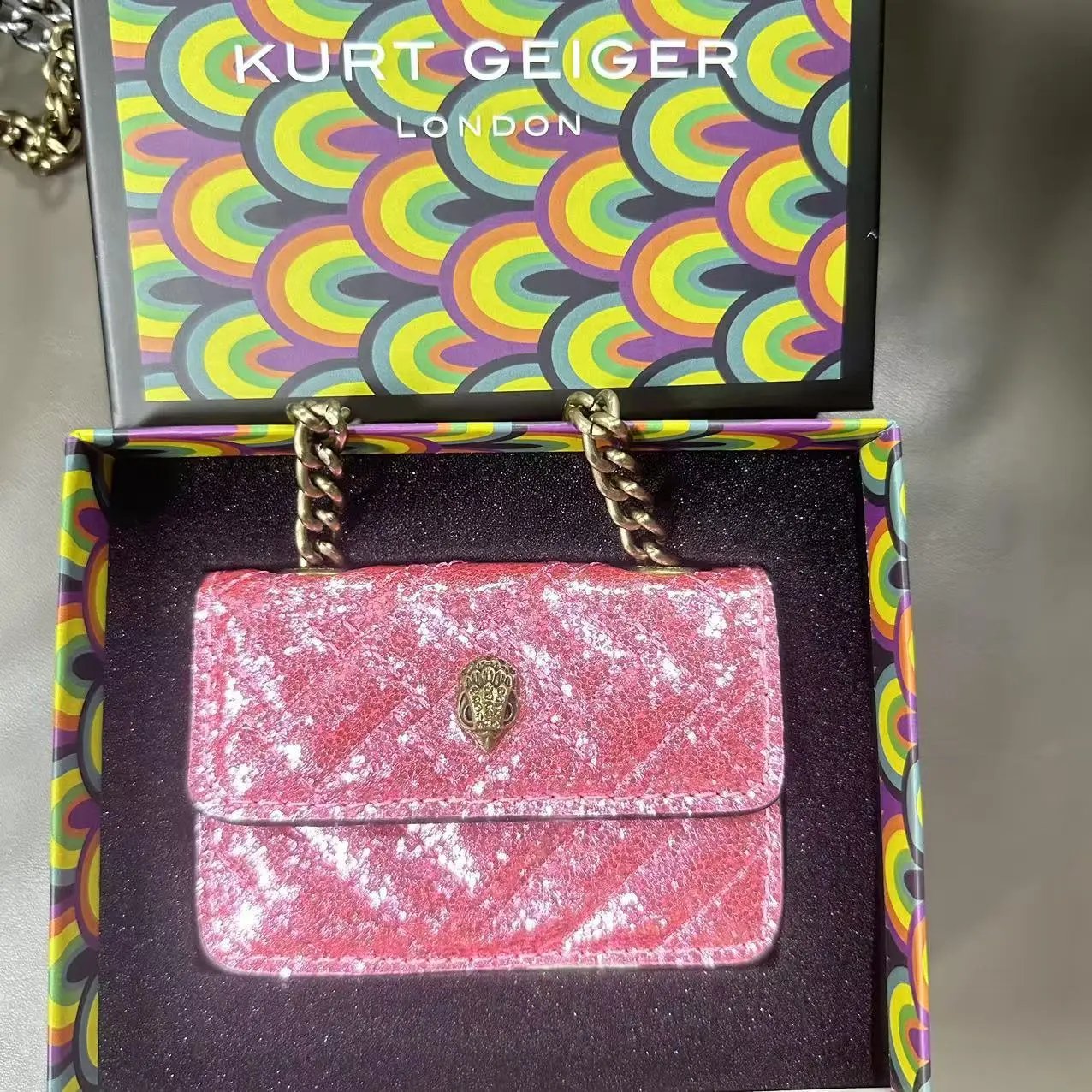Kurt Geiger Crossbody Bags Mini Kensington quilted chain bag — Lotus pink