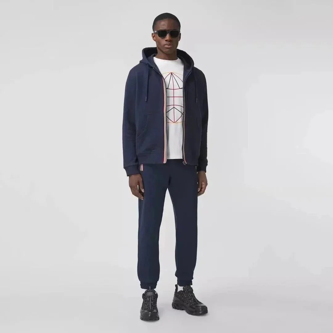 Burberry Hoodies & Sweatshirts Zip-Up Hooded Sweatshirt with Stripe-Trimmed Zipper image 5