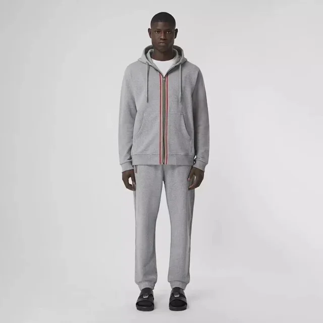 Burberry Hoodies & Sweatshirts Zip-Up Hooded Sweatshirt with Stripe-Trimmed Zipper product detail image 6