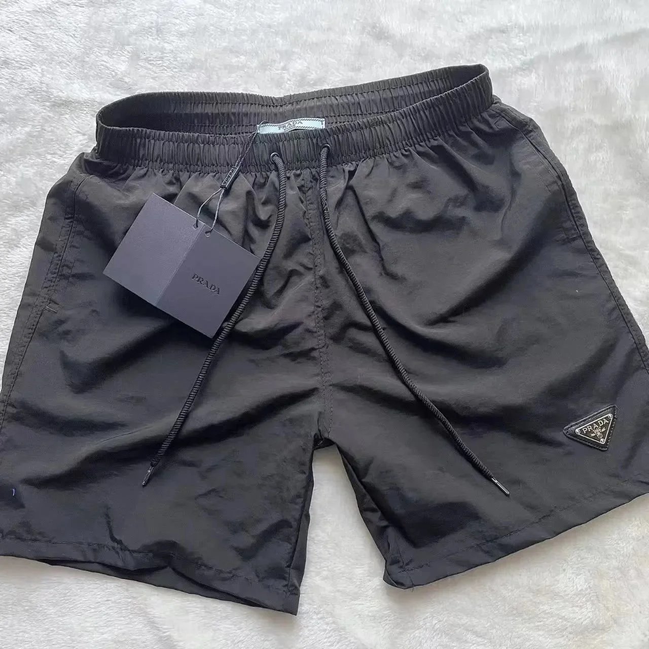 Prada Swimwear Drawstring Swim Shorts with Triangle Logo Patch image 2
