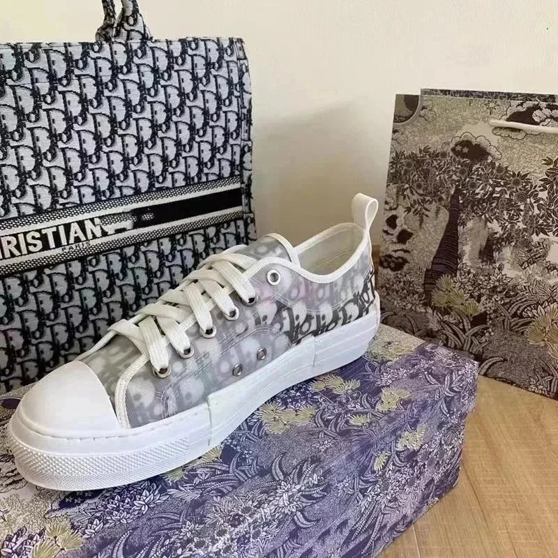 Dior Sneakers Oblique Logo High-Top Canvas — Gray low-top