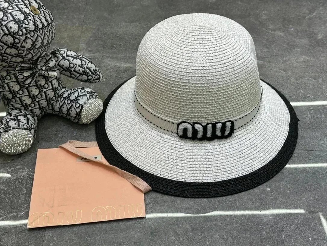 Miu Hats Logo-Band Straw Hat image 6