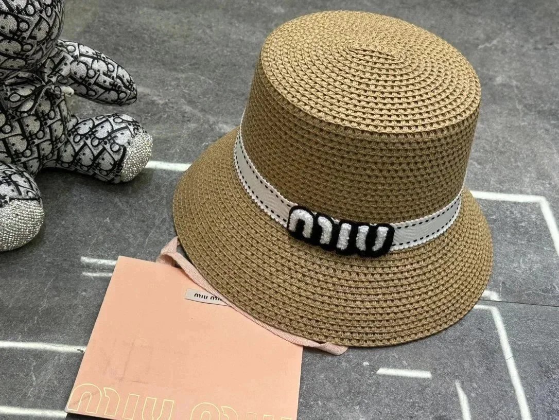Miu Hats Logo-Band Straw Hat image 9