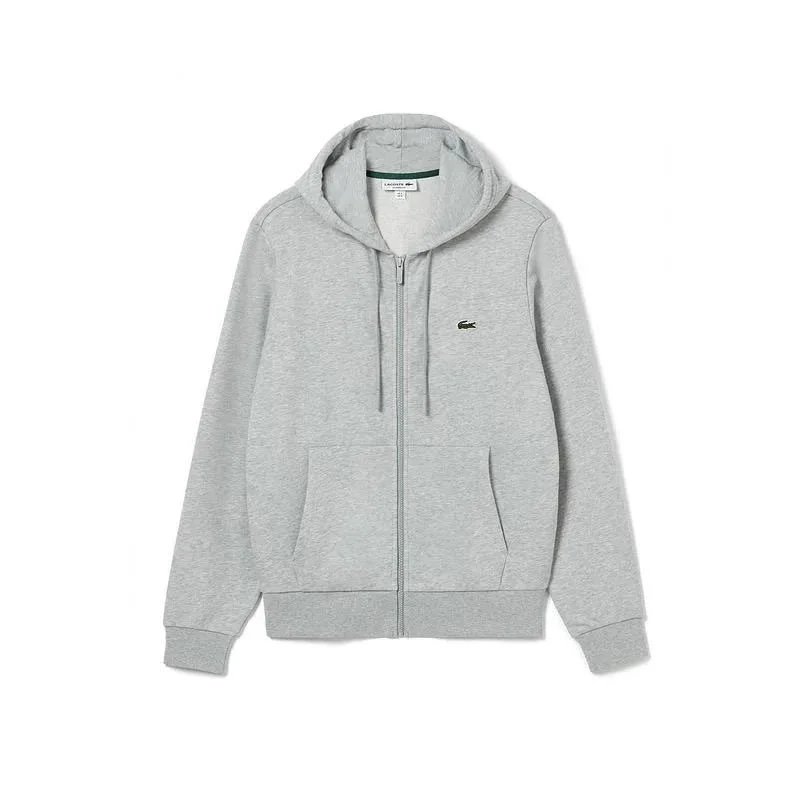 Lacoste Tracksuits Crocodile-logo hooded zip tracksuit — Zipper-style gray