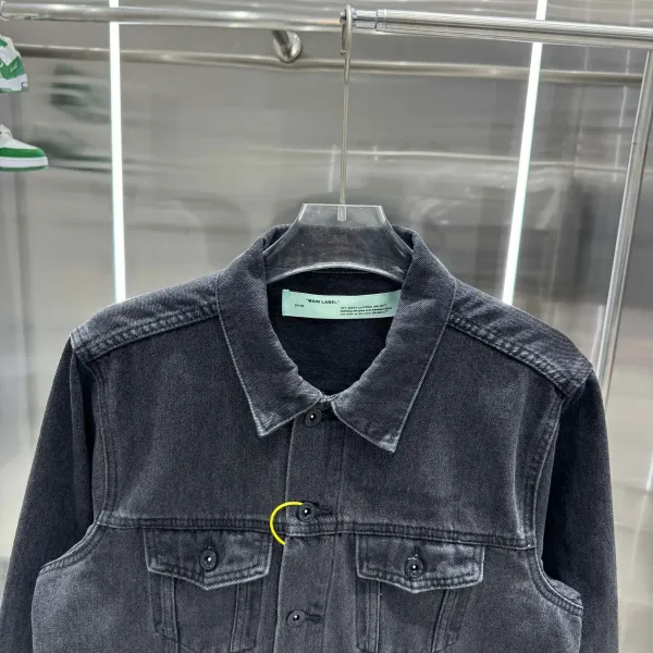 Off-White Diagonal Arrows Black Denim Jacket - 5