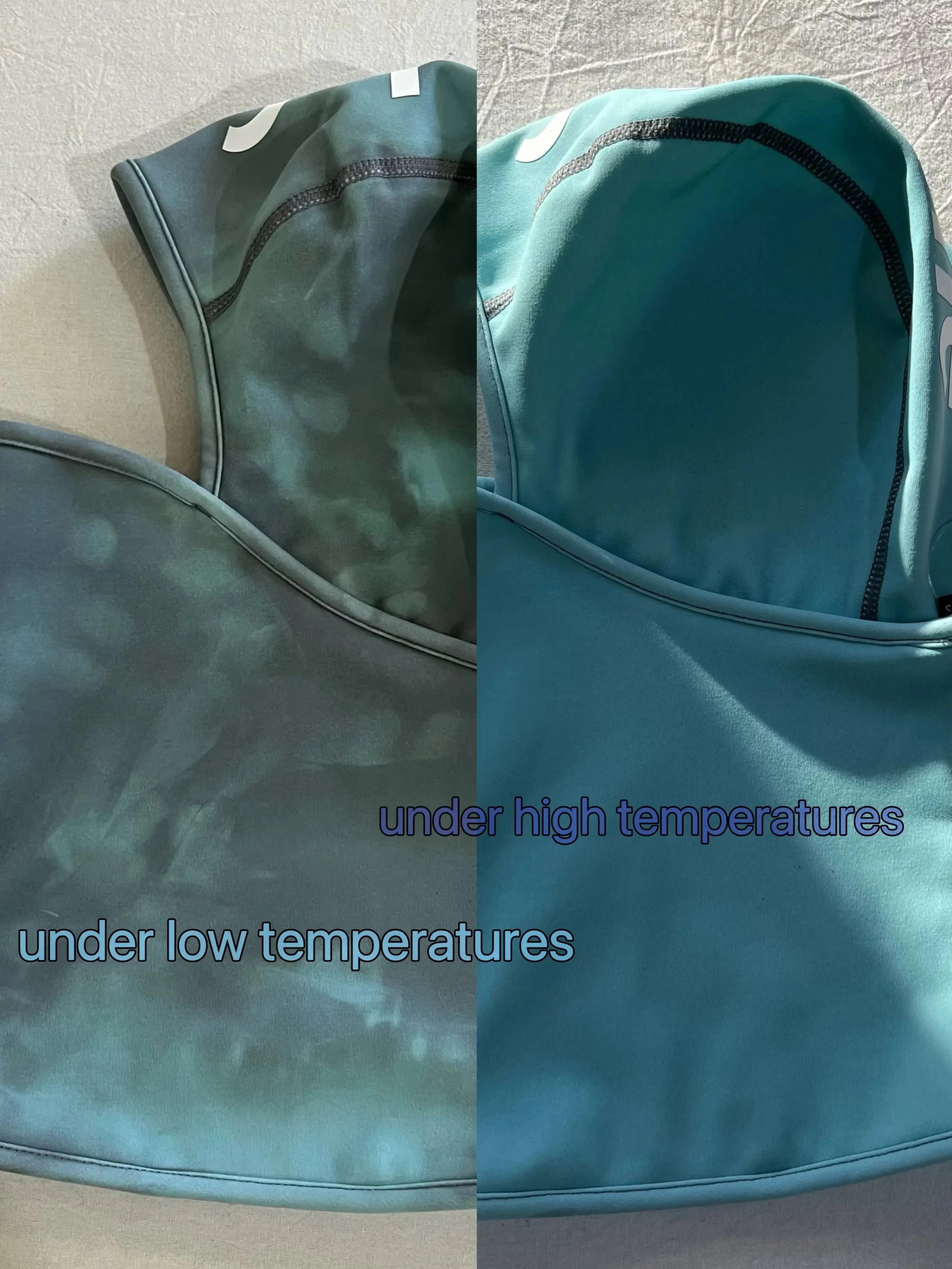 Temperature change mask: black black/sea blue gradient