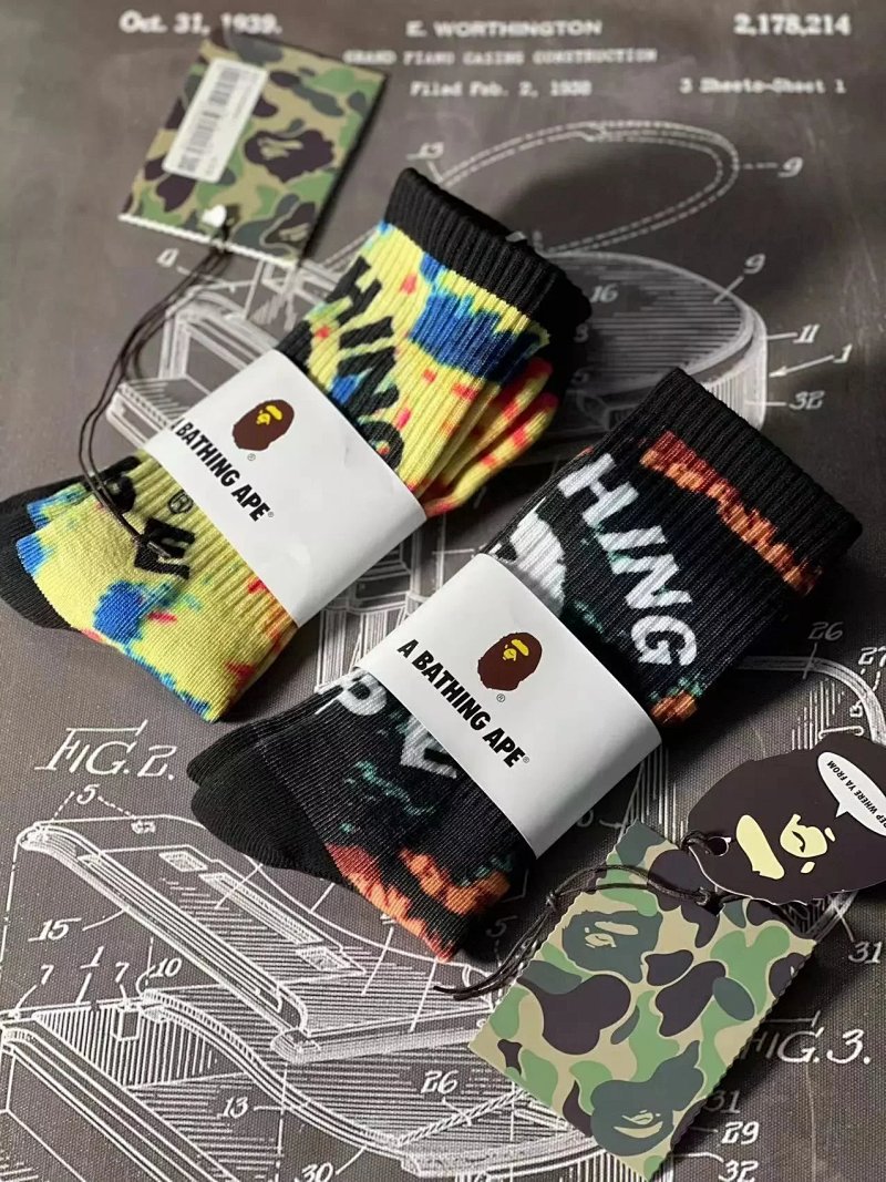 BAPE 扎染两色毛巾底 袜子