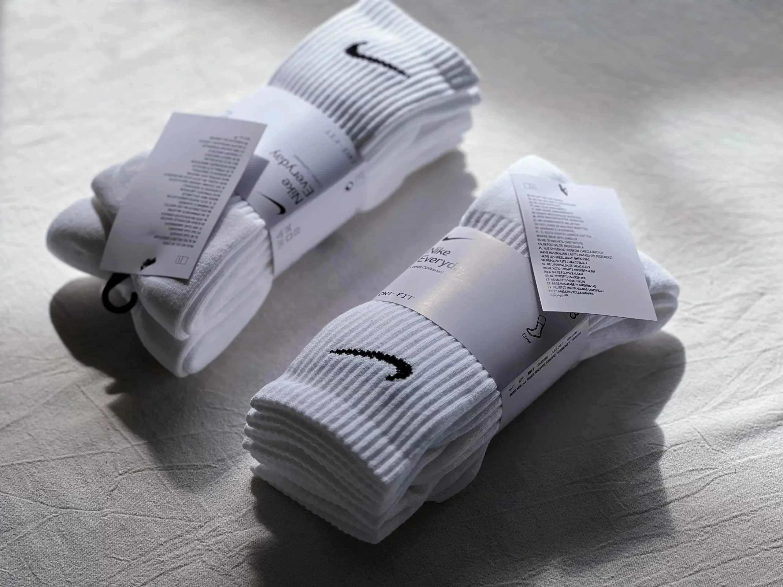 Clearance Long Tube White Card + Black 3-Pack Terry Socks