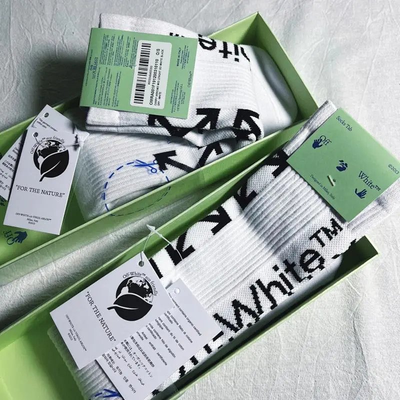 OFF white 箭头字母 towel socks  black