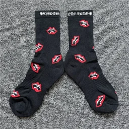 thumbnail for Chrome hearts socks European and American new socks women's red lips mid-tube socks piles of socks Internet celebrity Chen Tai same style trendy outfit
