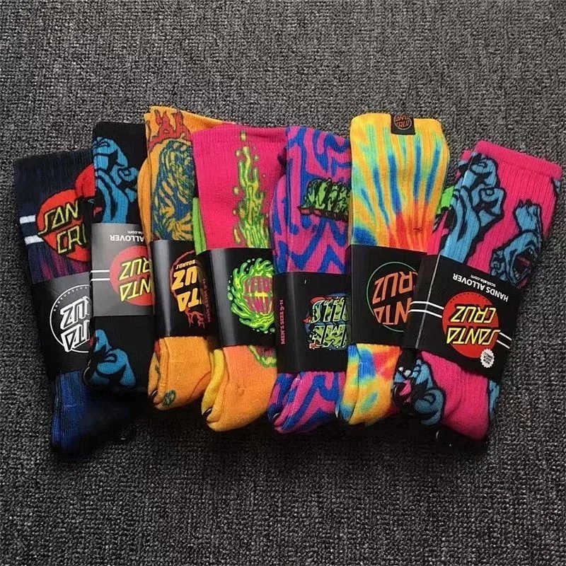 Santa cruz socks 2021新款现货扎染滑板袜长筒纯