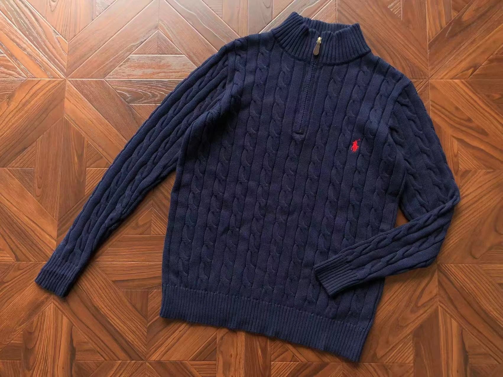 Sweater Half-Zip Navy Red Logo