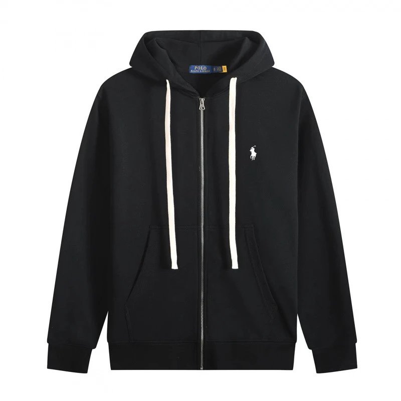 White Drawstring Zip Black White Logo