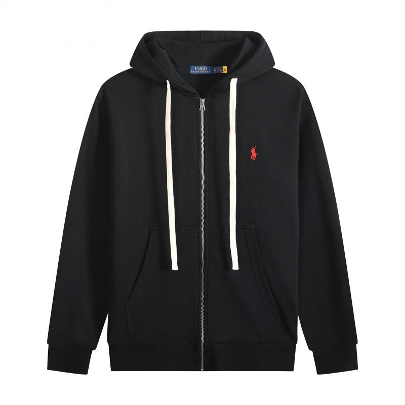 White Drawstring Zip Black Red Logo