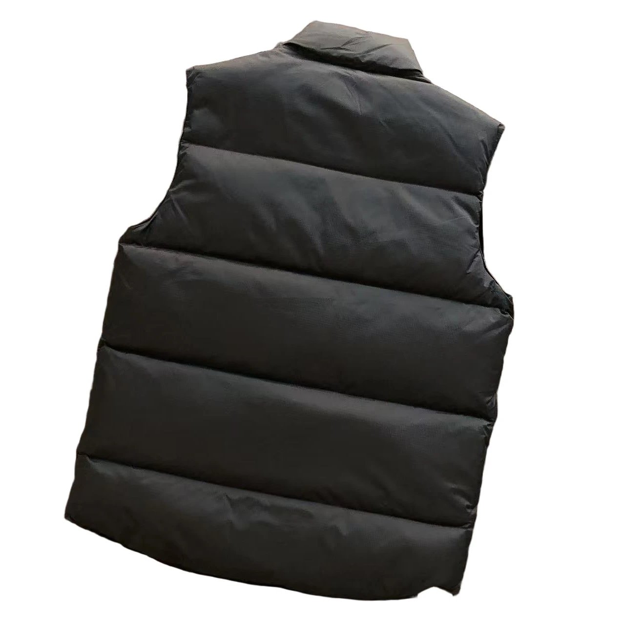 Map Collar Back Double Vertical Stripe Eight-Color Glossy Puffer Vest 11090605
