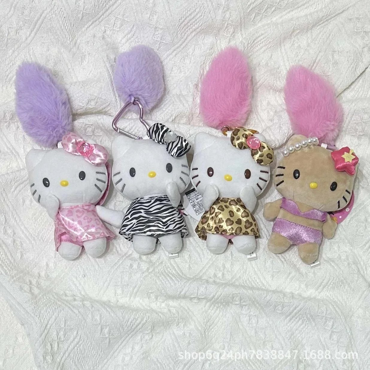 Sanrio Hello Kitty Leopard Print Bow Keychain Plush - 4