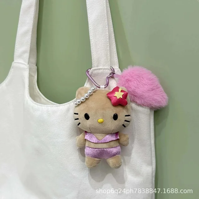 Unbranded Uncategorized Plush cat doll keychain with heart-shaped carabiner product detail image 13