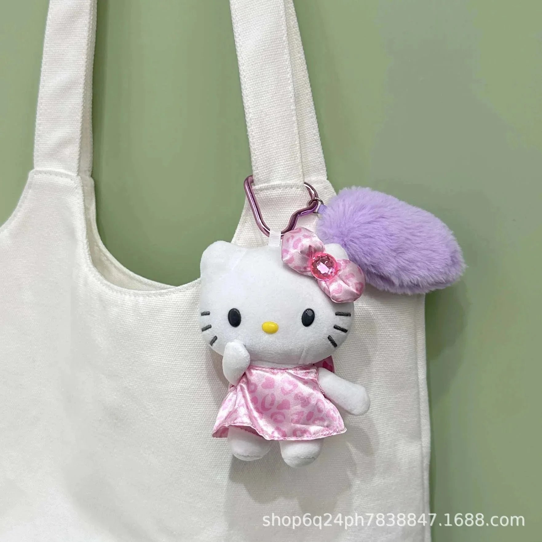 Sanrio Hello Kitty Leopard Print Bow Keychain Plush - 15