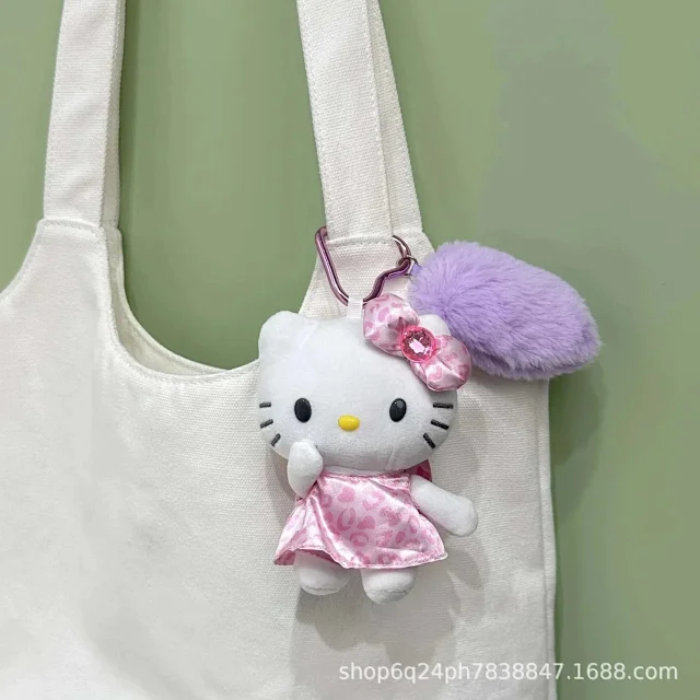 Unbranded Uncategorized Plush cat doll keychain with heart-shaped carabiner product detail image 14